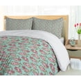 thumbnail image 5 of Ambesonne Peony Duvet Cover Sets, Classical Pastel Tone Floral, 2-King, Seafoam Dried Rose, 5 of 7