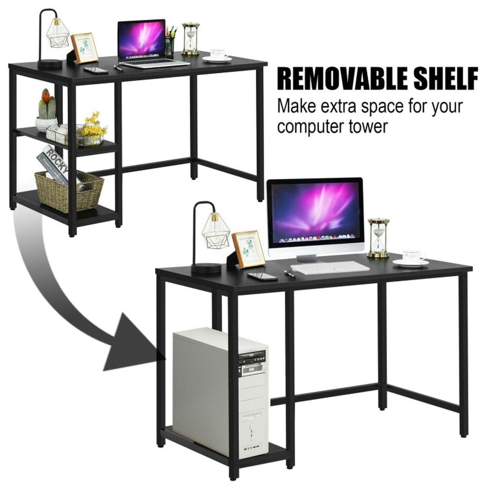 Demi Bonn 47" Computer Desk Office Study Table Workstation Home with Adjustable Shelf, Black
