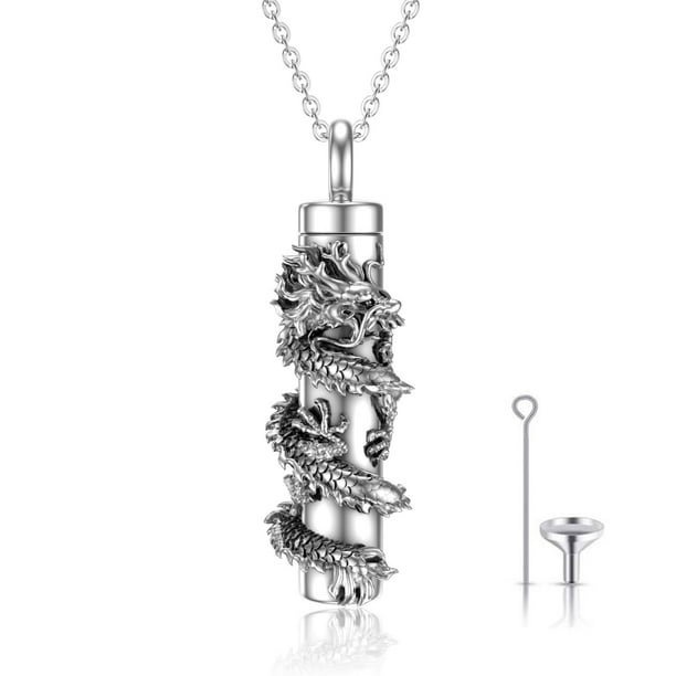 Dragon Urn Pendant Necklace for Ashes 925 Sterling Silv