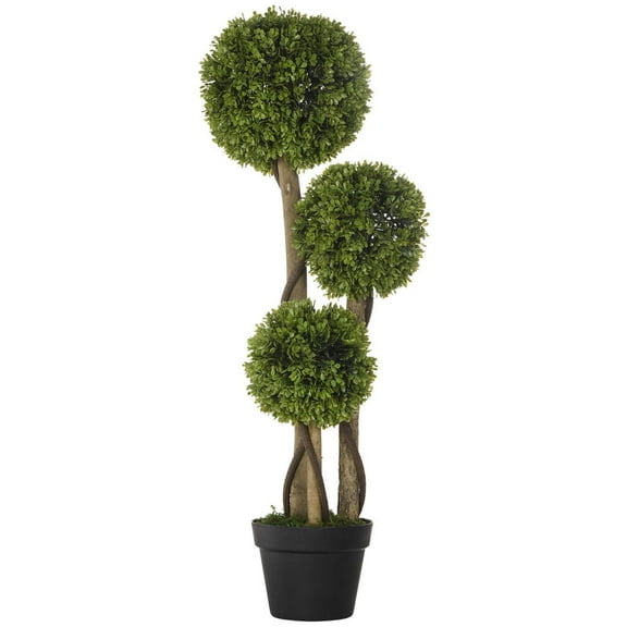 Resenkos 35.5" Artificial Ball Boxwood Topiary Tree Fake Plant in Pot for Indoor Outdoor Living Room Decoration Light Green