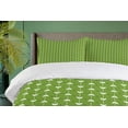thumbnail image 4 of Ambesonne Floral Duvet Cover Sets, Vertical Stripes with Leaves, 2-King, Lime Green and White, 4 of 6