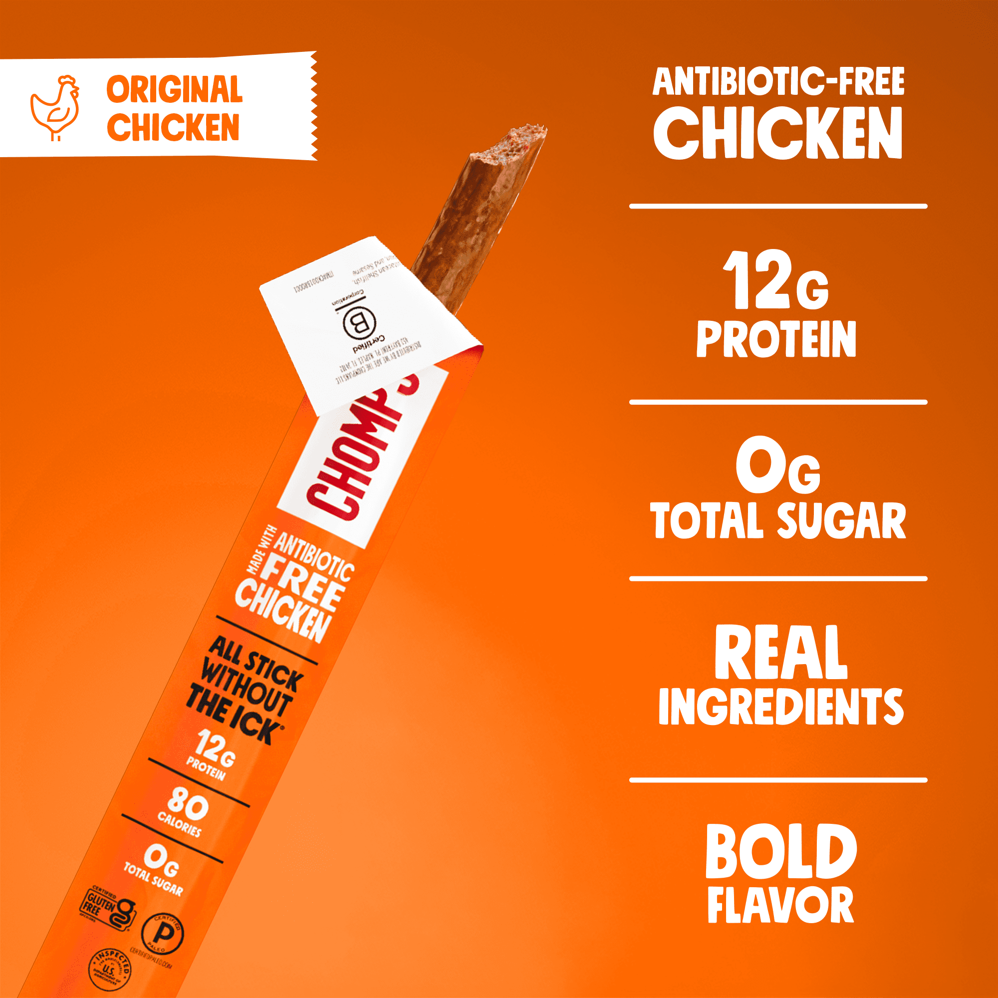 Chomps Antibiotic Free Original Chicken Sticks (24 Count)