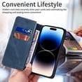 thumbnail image 3 of Case for iPhone 14 Pro Wallet Case [RFID Blocking] [Credit Card Holder] [Magnetic Stand] [Shockproof TPU Interior Case] Compatible with iPhone 14 Pro Protective Case 6.1 inch,Blue, 3 of 6