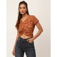 thumbnail image 5 of Moomaya Crop Tops For Women, Short Sleeve V-Neck Casual Summer Viscose Tops, 5 of 9