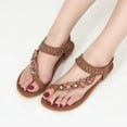 thumbnail image 2 of Atoshopce Summer Womens Flat Sandals Bohemian Beach Thong Sandals Lightbrown 7.5, 2 of 7