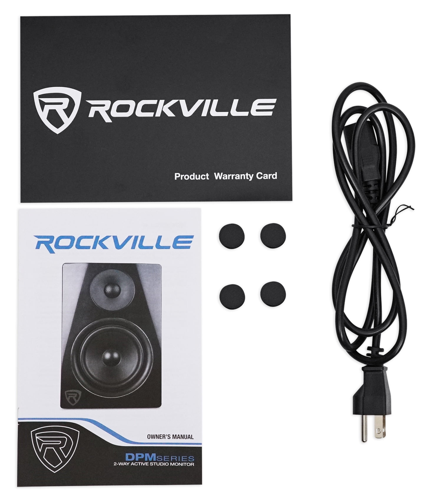 2) Rockville DPM5W Dual Powered 5.25" 300w Active Recording Studio Monitors+Pads