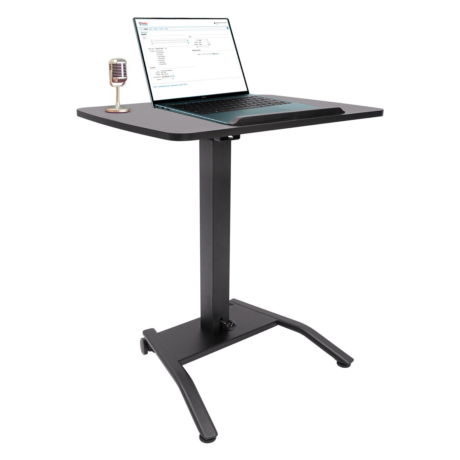 Adjustable Rolling Desk, Adjustable Podium Desk, Standing Lifting Desk 2 Lockable Wheels Black Modern 25.5*17in