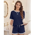 thumbnail image 2 of EKOUAER Pajamas for Women Short Sleeve Pjs Sets Crewneck Striped Tops and Shorts 2 Piece Lounge Sets with Pockets, 2 of 6