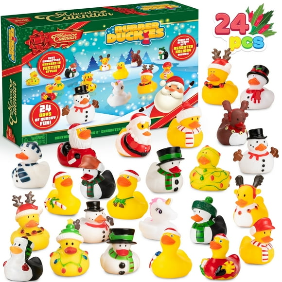 SYNCFUN Calendrier de l'Avent de Noël 2025 Canards, 24 Jours Compte à Rebours de Noël Canards en Caoutchouc pour Garçons Filles Tout-Petits Enfants