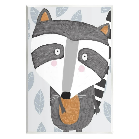 Stupell Industries Raccoon Animal Patterned Leaves Graphic Art Unframed Art Print Wall Art, Design by Carla Daly