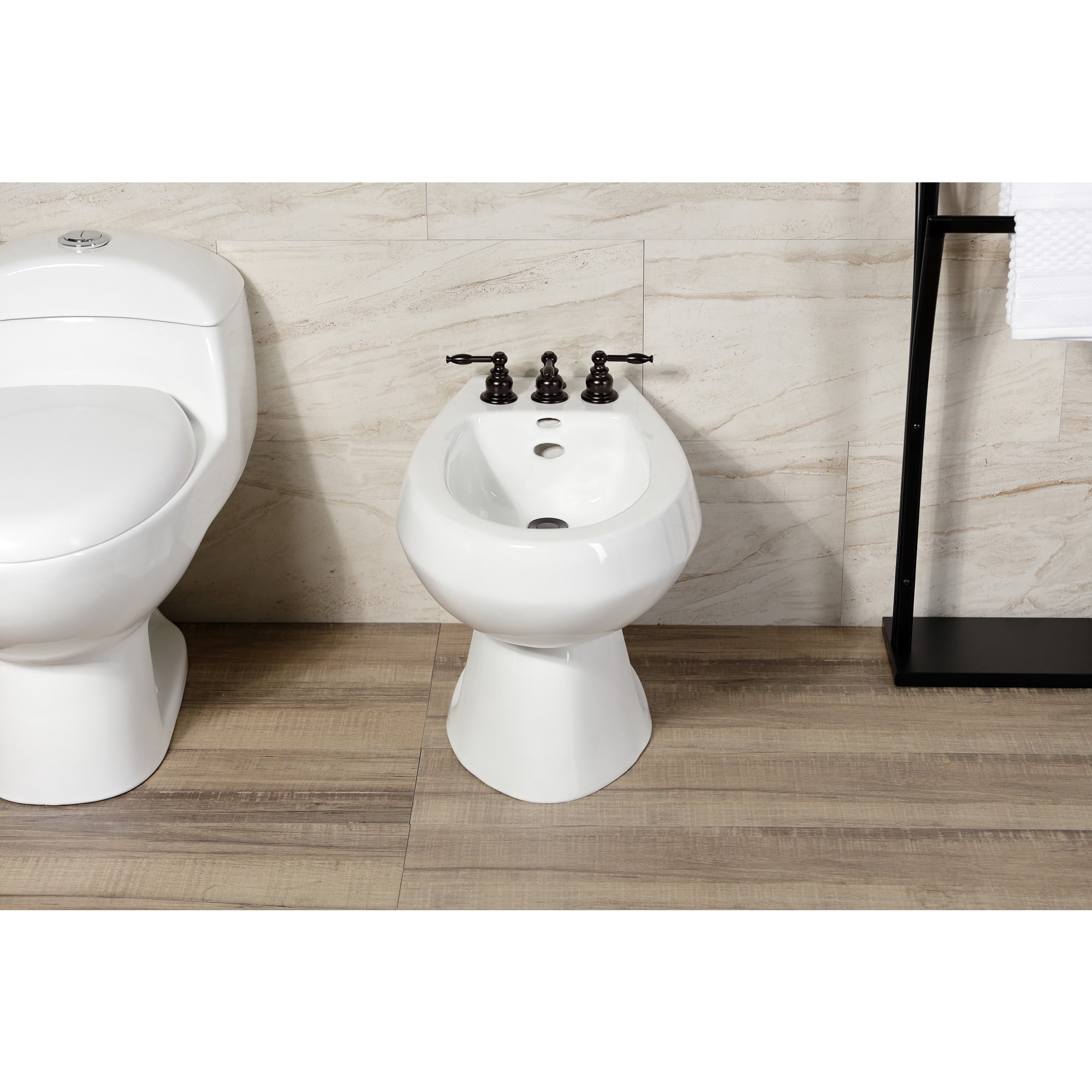 Kingston Brass KB325KL Knight Three-Handle Bidet Faucet with Brass Pop-Up, Oil Rubbed Bronze