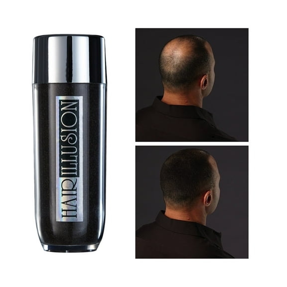 HAIR ILLUSION - 100% Real Human Hair Fibers - Not Synthetic - For Men & Women, Premium Hair Building Formulation, Jet Black - 38g
