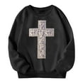 thumbnail image 3 of SonxaHe Toddler Girl's Sweatshirt Cross Printed Long Sleeve Hoodless Sports Comfy Casual Autumn Winter Tops Black,Sized 3-4, 3 of 3