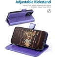 thumbnail image 4 of iPhone 13 Pro Case, PU Leather iPhone 13 Pro 5G Case[Card Holder][Kickstand] [TPU Inner Shell][RFID Blocking] Flip Phone Cover Compatible for 6.1 Inch iPhone 13 Pro -Black - 3 Rear Cameras (Purple), 4 of 7