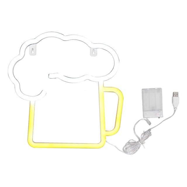 Beer Signs, 200LM Brightness Easy Hanging Neon Beer Signs White Warm Light IP45 Waterproof USB Powered ABS Plastic For Events For Parties
