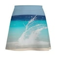 thumbnail image 6 of Beach Bliss Turquoise Waves Women's High Waist Skirt Stretchy Casual Mini Skirt, 6 of 8