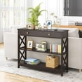 thumbnail image 2 of KOTEK Console Table with Drawer and Storage Shelves, Narrow Sofa Table for Living Room, Easy Assembly, 3-Tier Entryway Table with Storage for Hallway (Espresso), 2 of 18