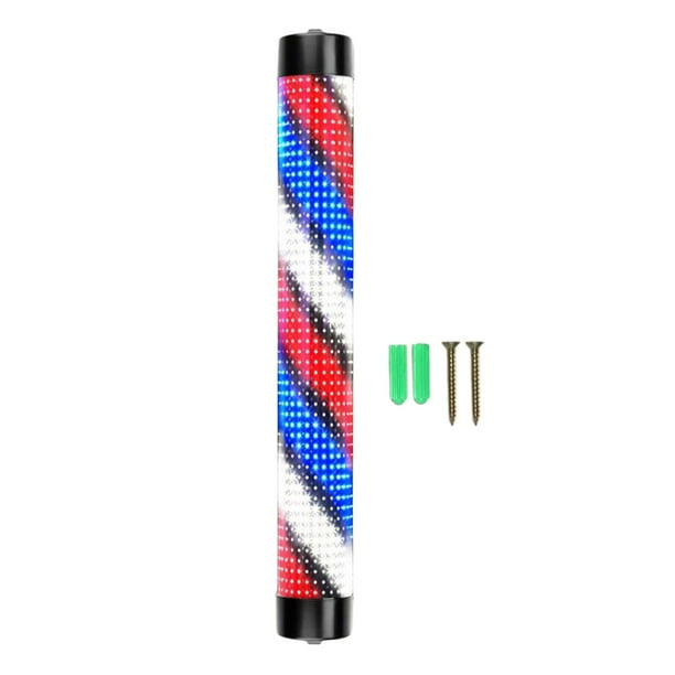 Poste de peluquería a prueba de agua, luz giratoria roja, blanca, iluminación de novedad para exteriores, peluquería para interiores, letreros 15cmx125cm Negro Macarena Luz de poste de peluquero