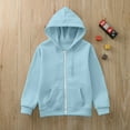 thumbnail image 3 of SonxaHe Toddler Boys Girls Hoodie Long Sleeve Zip Up Solid Hooded Sweatshirts Kids Sports Loose Unisex Coat Blue,Sized 4-5, 3 of 6