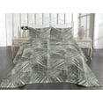thumbnail image 2 of Ambesonne Palm Leaf Quilted Bedspread Set 3 Pcs, Vintage Hawaii Pattern, Twin, Taupe Sage Green, 2 of 4