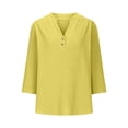 thumbnail image 5 of Tshirts Shirts for Women Fashion Breathable Casual V Neck Down Short Sleeve Womens Summer Tops Yellow XL, 5 of 6