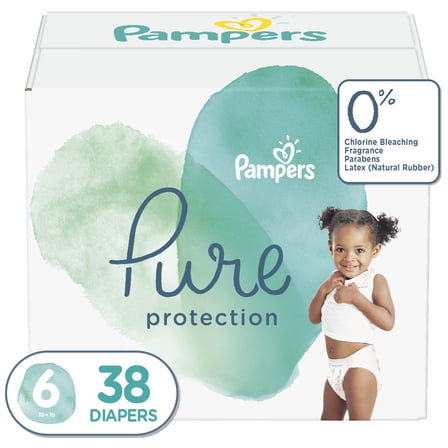 Pampers Pure Protection Natural Diapers, Size 6, 38 Ct