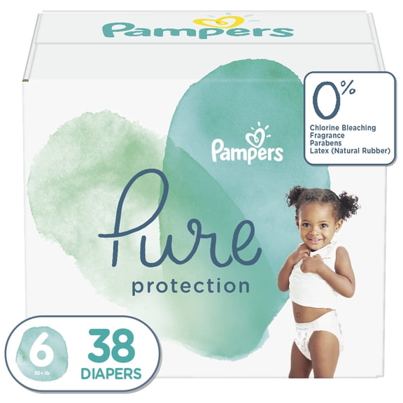 Pampers Pure Protection Natural Diapers, Size 6, 38 Ct