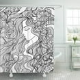 thumbnail image 1 of ABPHQTO Contorno en blanco y negro de una hermosa mujer de pelo largo The Charm Music Melody Sound Cortina de ducha Cortina de baño 165x180 cm ABPHQTO PKNMT66x72Shower-12519, 1 of 2