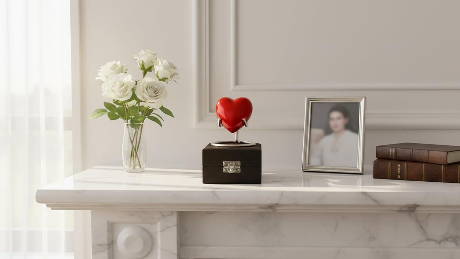 Red Heart Cremation Urn - Heart Keepsake Urn for Human Ashes with Premium Box & Heart Urn Stand - Small Handcrafted Red Urn for Ashes - Small Heart Shaped Urn - Perfect Mini Urn for Your Loved Ones