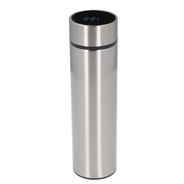 Smart Water Bottle, Wide Application Easy To Clean Coffee Flask LED Display Stainless Steel For Cycling For Office For Travel Silver