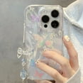 thumbnail image 3 of Designed for iPhone Case,Luxury Glitter Feather Butterfly Pattern with Hand Bracelet Shockproof Protective Cover Phone Case (iPhone 15 Pro Max,Color), 3 of 5