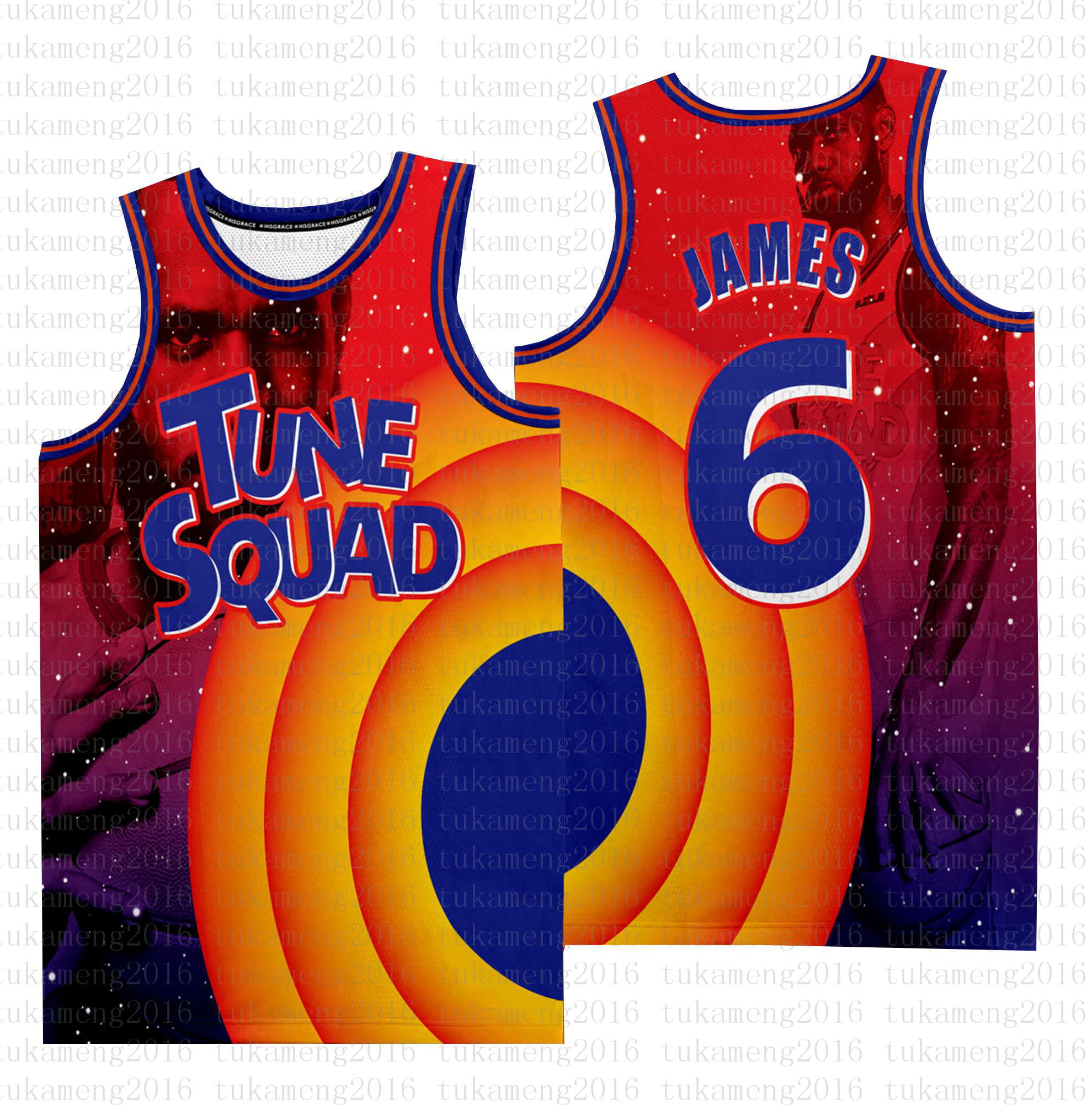 Men's Space Jam Tune Squad Blue/Orange Basketball Uniform Halloween Costume,  One Size