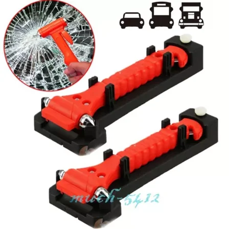 2Pcs Car Escape Tool Emergency Hammer Seatbelt Cutter Window Breaker Life Saving