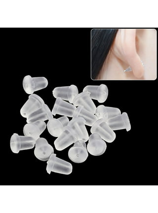 Plastic Earring Back Clear 100pcs Plastic Clear Earring Backs Backings  (White)