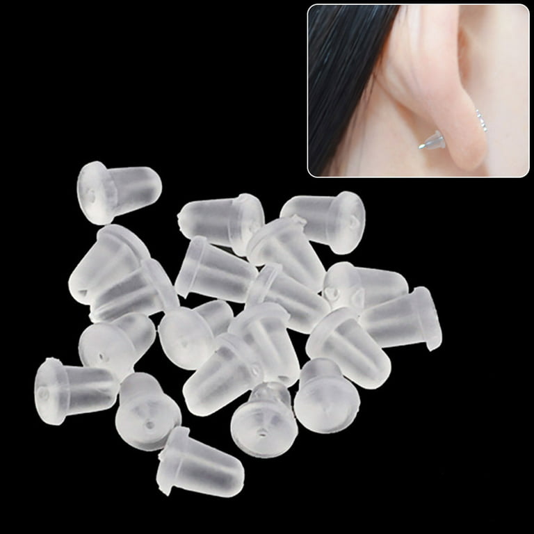 rygai 100Pcs Clear Soft Plastic Earring Findings Back Stoppers