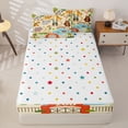 thumbnail image 4 of Manfei Kawaii Giraffe Zipper Twin Comforter Sets with Fitted Sheet and 2 Pillowcases,Jungle Theme Print Zipper Bedding Set,Beige,Polkadot Reversible,4pcs, 4 of 8