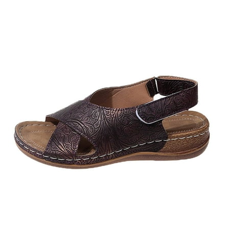 

MIASHUI Womens Sandals Shoes Cool Slippers Soft Soled Non Slip Wear Resisting Flat Beach Flops Sandals Women Slippers Casual Summer Shoes Brown 7.5