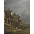 thumbnail image 3 of Francesco Guardi 19x24 Black Modern Framed Museum Art Print Titled - A Capriccio Coastal Landscape with Figures on the Shore Beneath an Arcade, 3 of 5