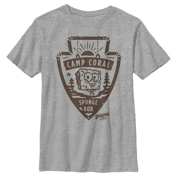 Boy's SpongeBob SquarePants Sponge on the Run Camp Coral Patch  Graphic Tee Athletic Heather Medium