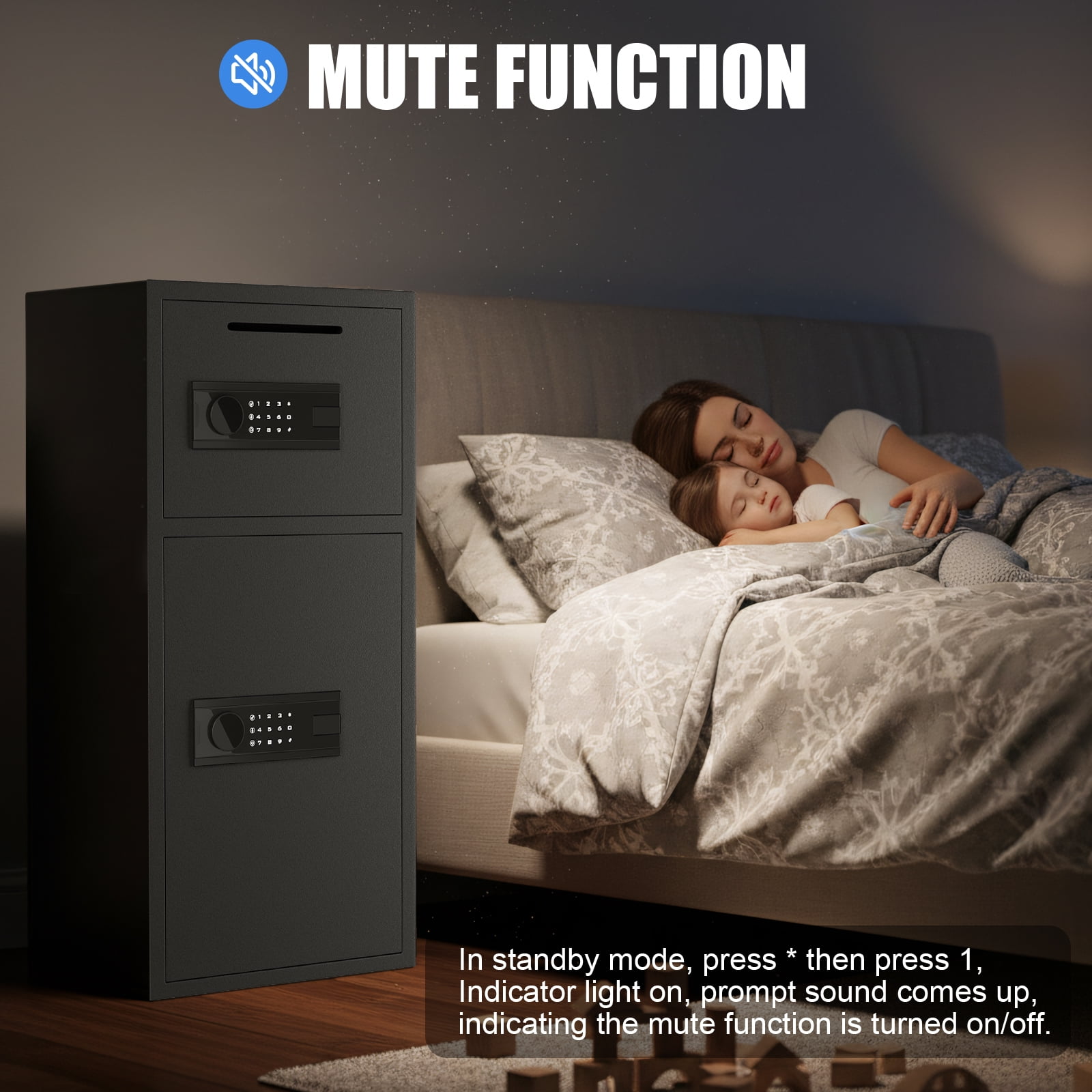 Riflewell Large Password Safe Box, Household Steel Safe with Glass Panel, Digital Keypad Home Safe With Deposit Slot, Personal File Safe, Dual Alarm And Silent Mode, Height 29.5"