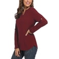 thumbnail image 3 of Women's 3/4 Roll Sleeve V Neck Tops Casual Tunic Shirts Blouse Ladies Tops(Red L), 3 of 5