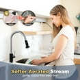 thumbnail image 2 of WOWOW Kitchen sink faucet, Black and Nickel kitchen faucet with pull-down spray, 360 degree rotating sprinkler, three spraying modes, pull-down faucet, stainless steel, single handle, high arc, 2 of 7