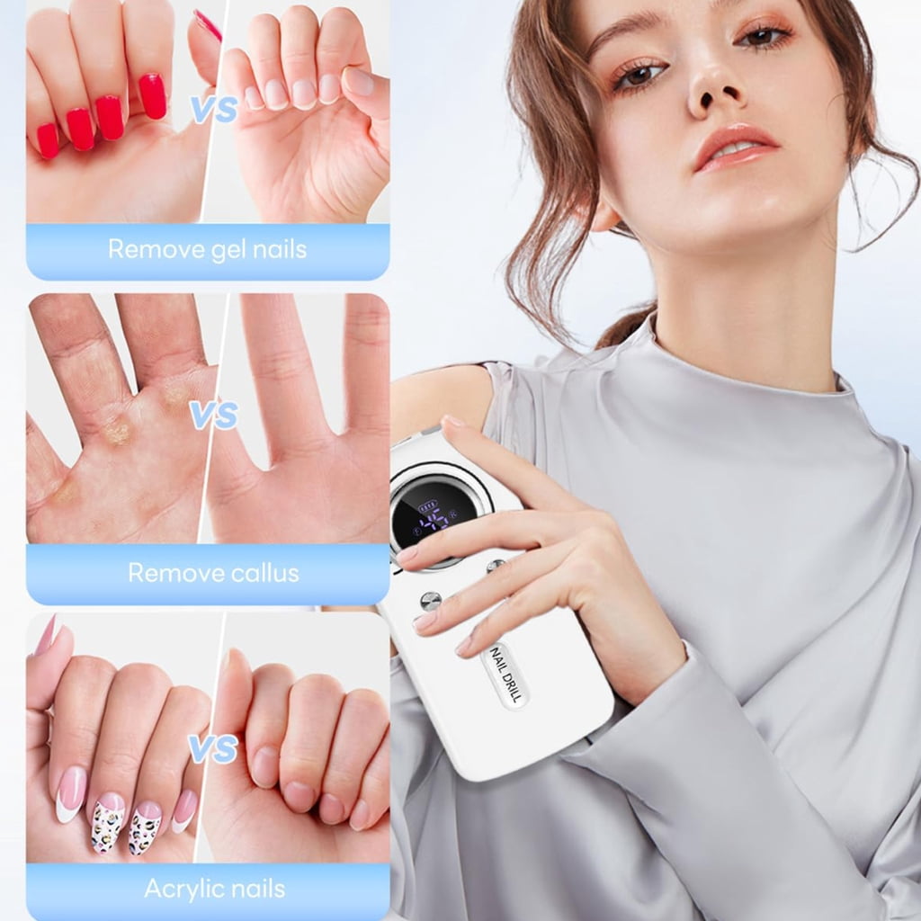 Highly Speed Rechargeable Nail File Kit 45000 RPM For Gel Nail Pedicure Manicure