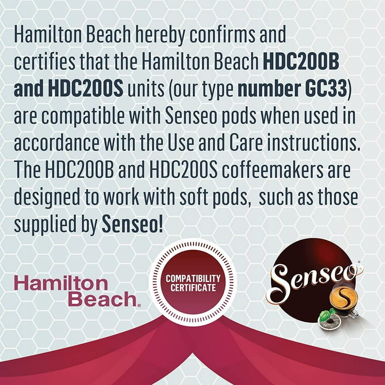 Hamilton Beach HDC200S Coffeemaker + 16 Senseo Classic Coffee Pods
