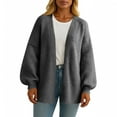 thumbnail image 3 of Stichou Cardigan Sweaters for Women Oversized Open Front Chunky Knit Cardigans Lightweight Lantern Long Sleeve Fall Sweater Dark Gray 2XL, 3 of 4