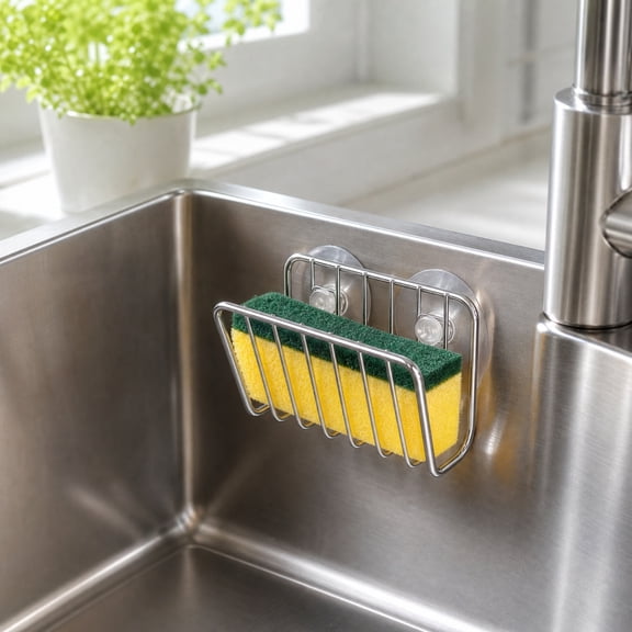Sponge Holder for Kitchen Sink,Kitchen Sink Suction Holder Dish Soap Holder Rustproof Kitchen Sink Organizer for Sponges, Scrubbers, Soap, Kitchen, Bathroom