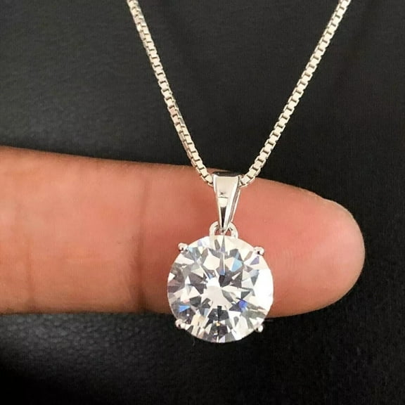 4.00 CT Round Cut Certified D/VVS1 Moissanite 14K White Gold Plated 925 Sterling Silver Solitaire Pendant Necklace