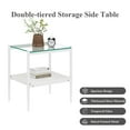 thumbnail image 3 of Gzxs 2-Tier Side Table, Set of 2 End Tables with Clear Tempered Glass Top and White MDF Storage Shelf, Slim Nightstands Sofa Table for Living Room, Bedroom, 19.1"L x 15.35"W x 21.14"H, 3 of 8