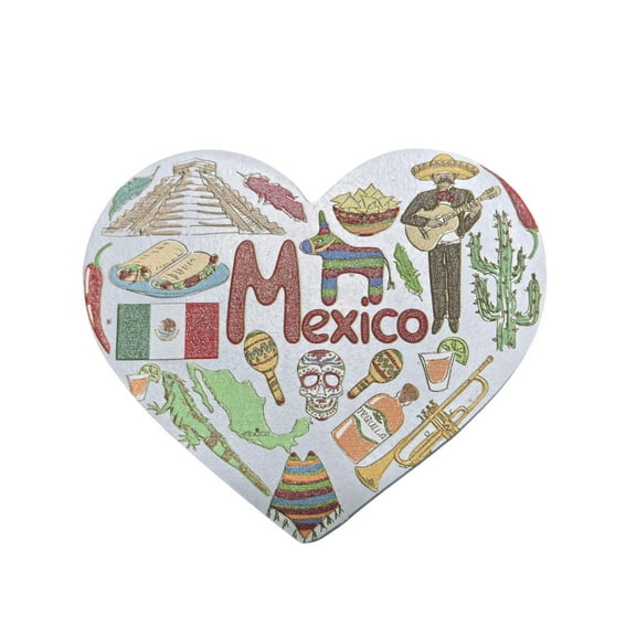 Mexico 3D Heart-shaped Fridge Magnet Souvenir Gift,Resin Handmade Mexico Refrigerator Magnet Home Decoration Collection