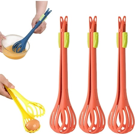 

Multifunction Egg Whisks 2 in 1 Food Clip & Egg Whisk Nylon Egg Beater Noodle Clamp Salad Bread Clips Cream Mixer for Cooking BBQ Blending Beating Stirring